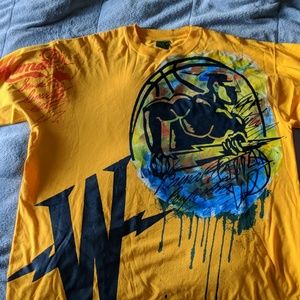 Custom warriors painted shirt.